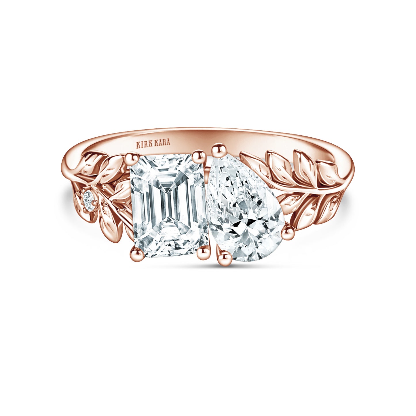 Floral Leaf Inspired Moi et Toi Diamond Engagement Ring