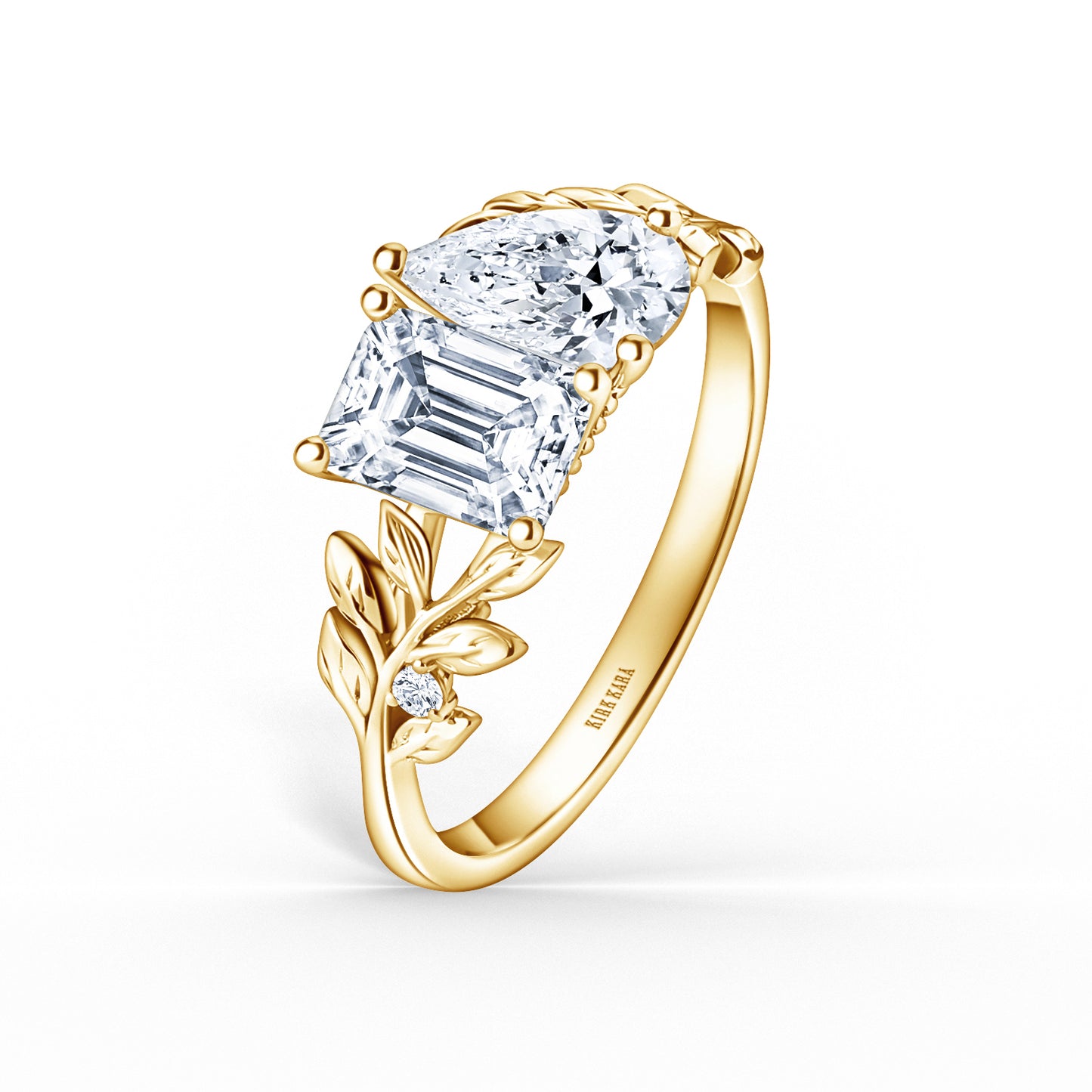 Floral Leaf Inspired Moi et Toi Diamond Engagement Ring