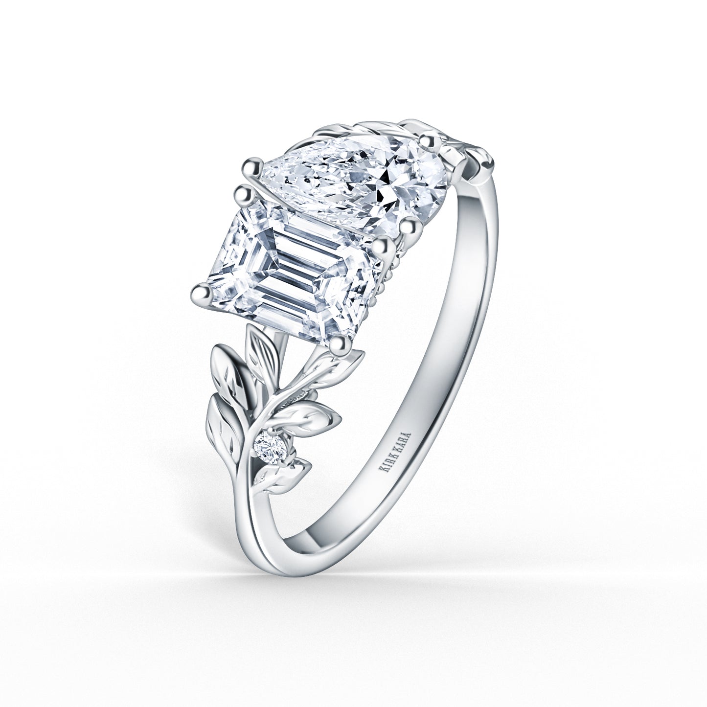 Floral Leaf Inspired Moi et Toi Diamond Engagement Ring