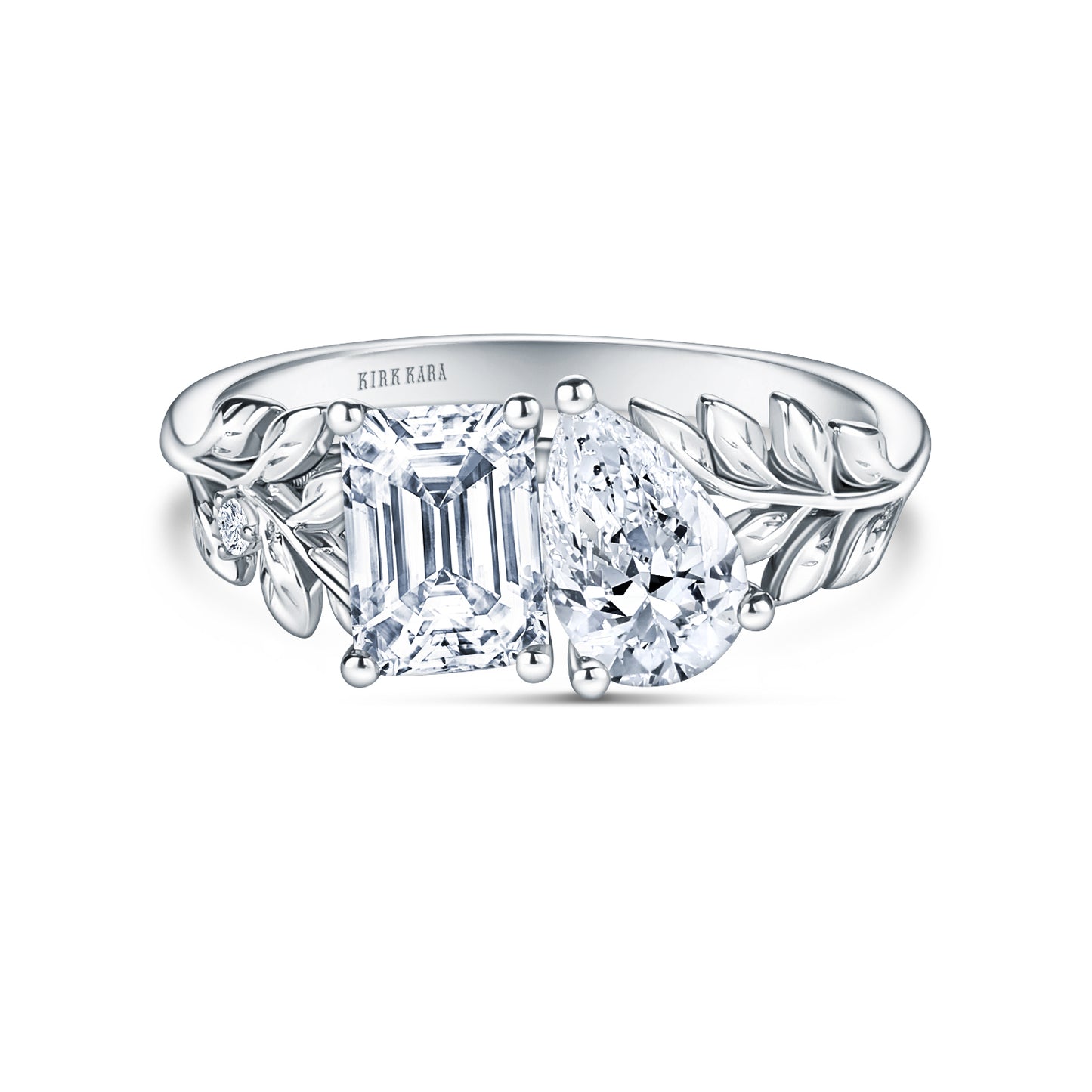 Floral Leaf Inspired Moi et Toi Diamond Engagement Ring