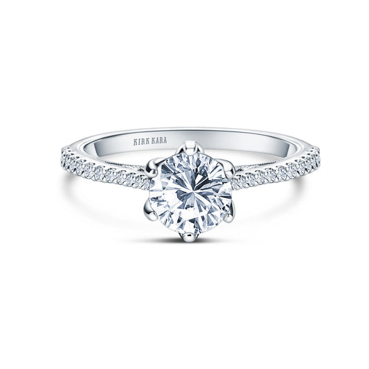 White Classic Filigree Ring with 1ct Round Certified Lab Diamond Center
