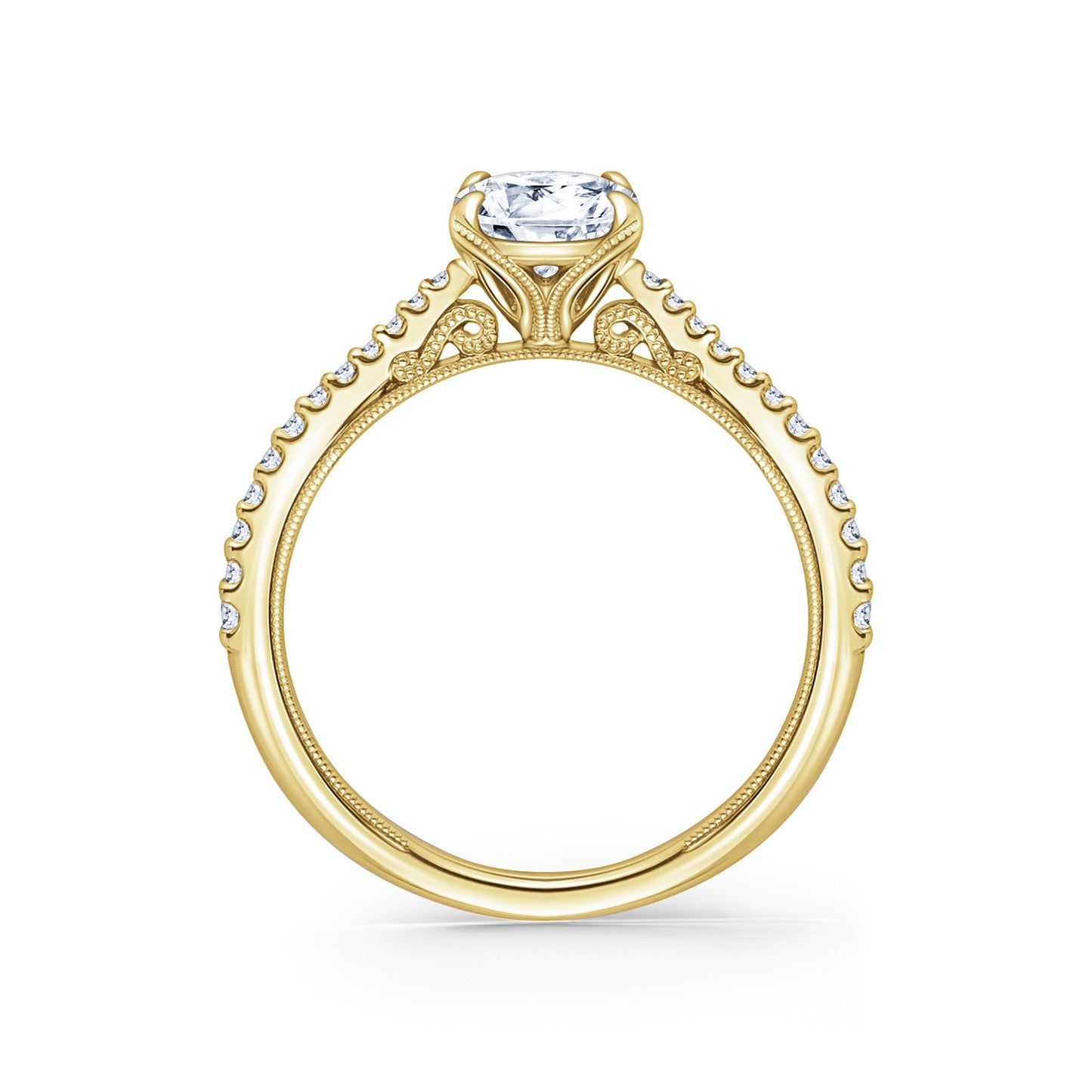 Classic Filigree Diamond Solitaire Engagement Ring