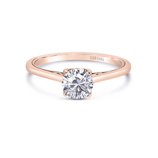 Rose Classic Filigree Milgrain Solitaire Ring with 5/8ct Round Certified Lab Diamond Center