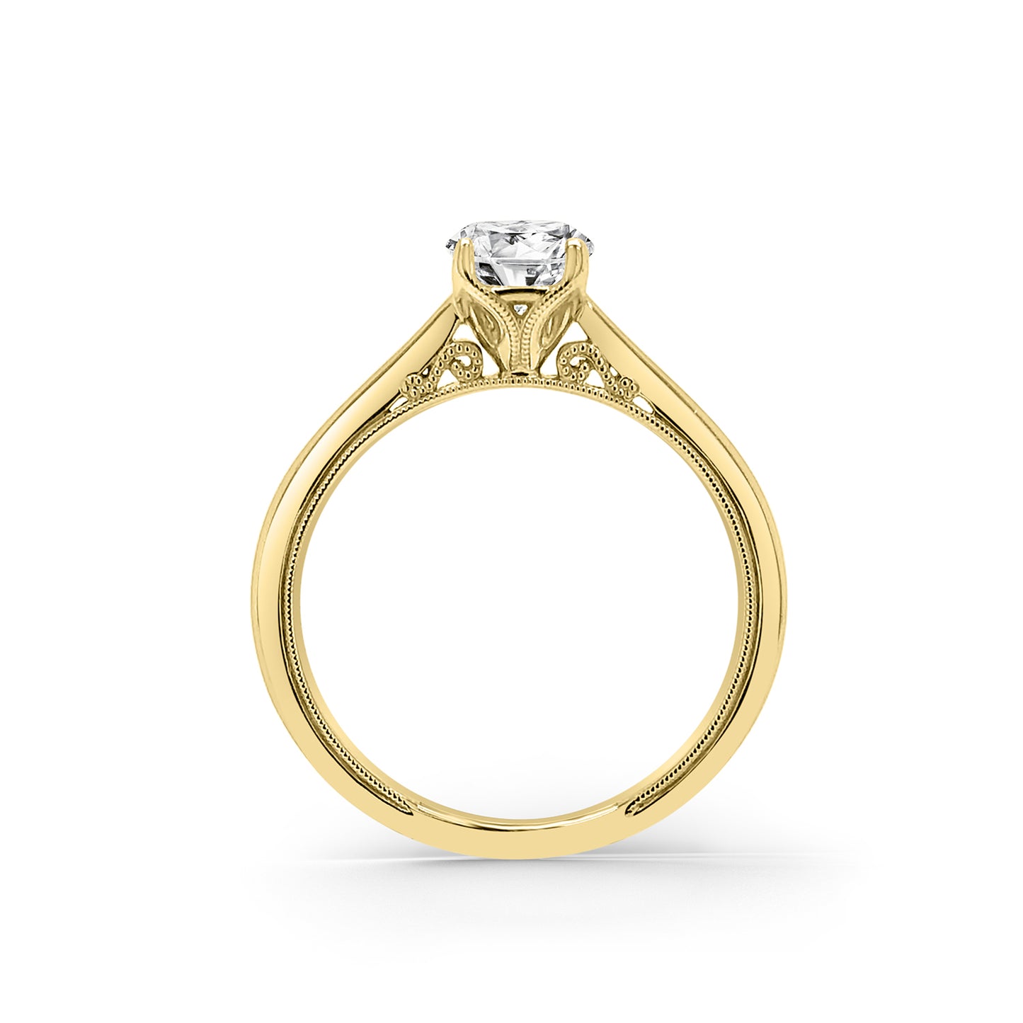 Classic Filigree Milgrain Solitaire Engagement Ring