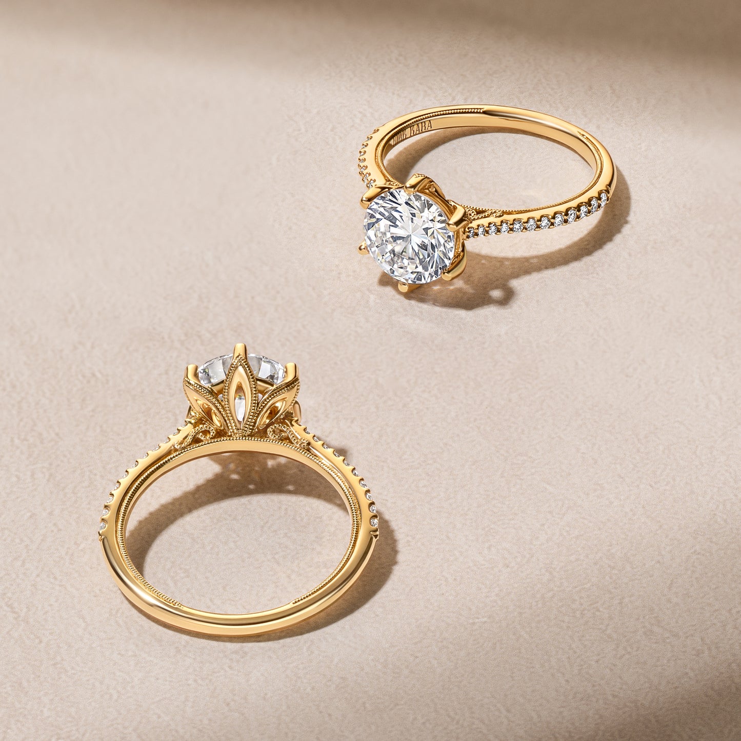 Filigree Diamond Solitaire Engagement Ring