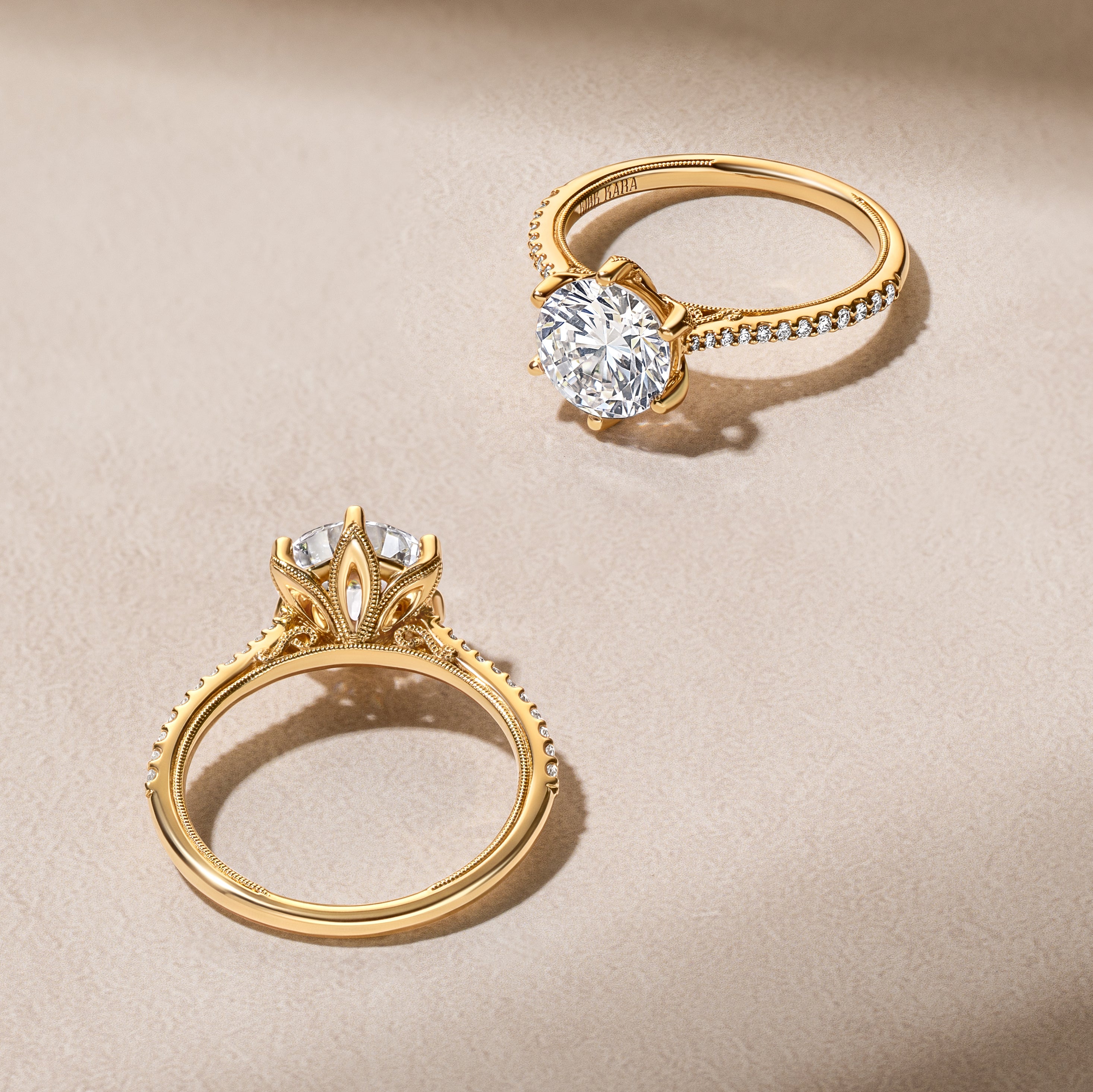 White Classic Filigree Ring with 2ct Round Certified Lab Diamond 