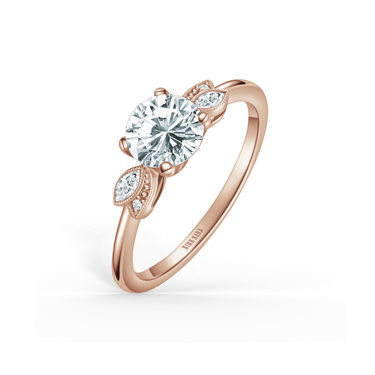 Floral Leaf Marquise Diamond Engagement Ring