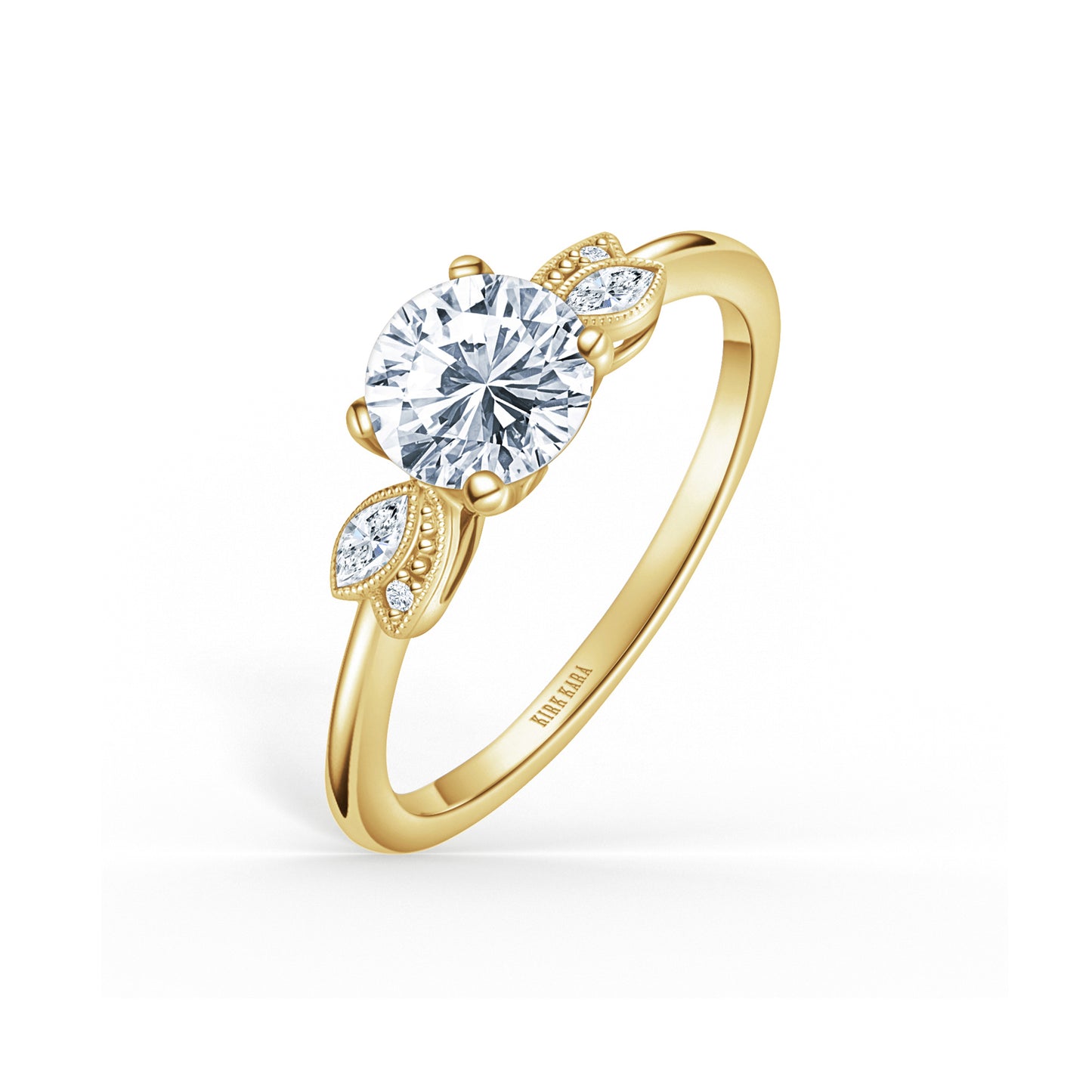 Floral Leaf Marquise Diamond Engagement Ring