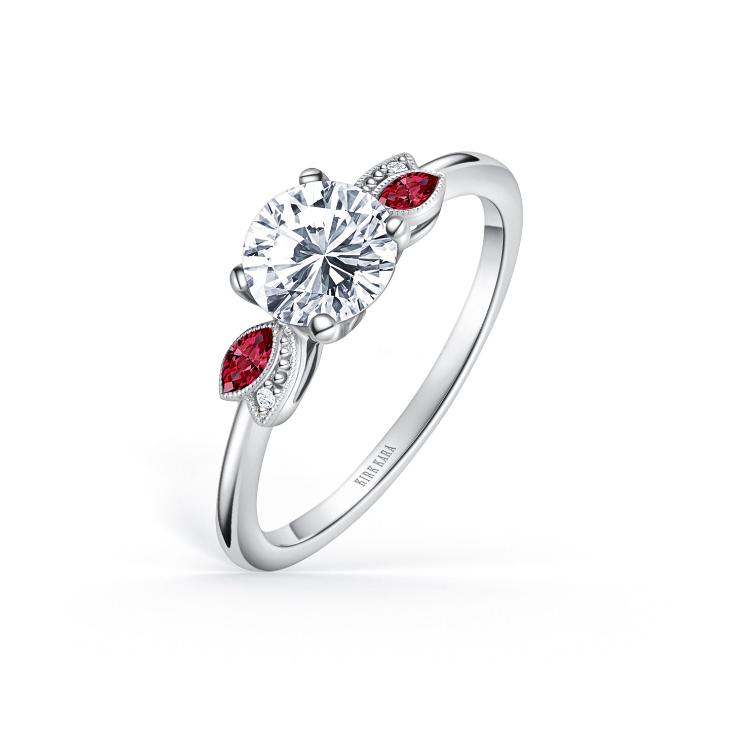 Floral Boho Ruby Diamond Engagement Ring