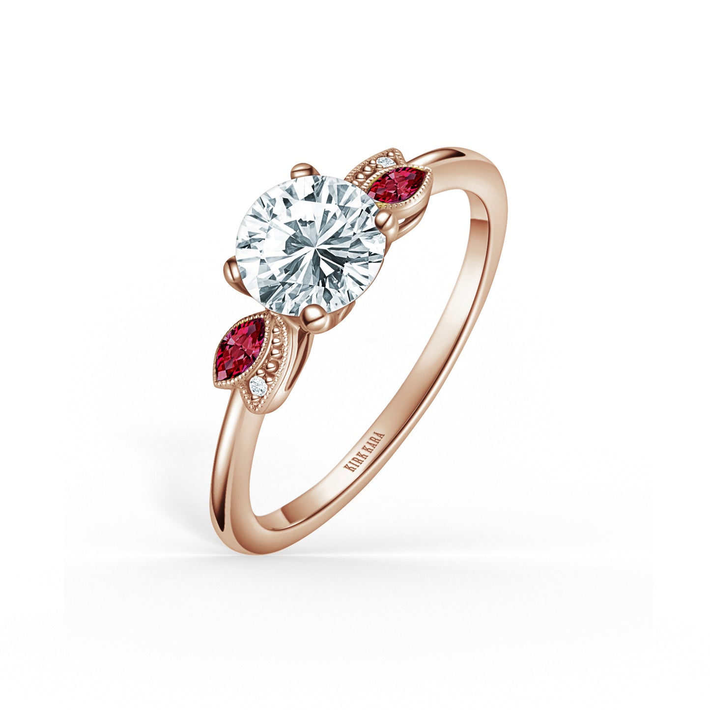 Floral Boho Ruby Diamond Engagement Ring