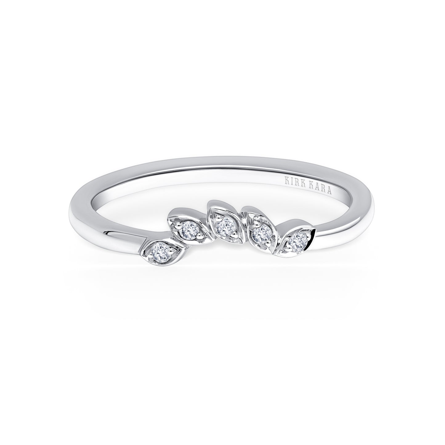 14K White Gold Diamond Leaf Wedding Band