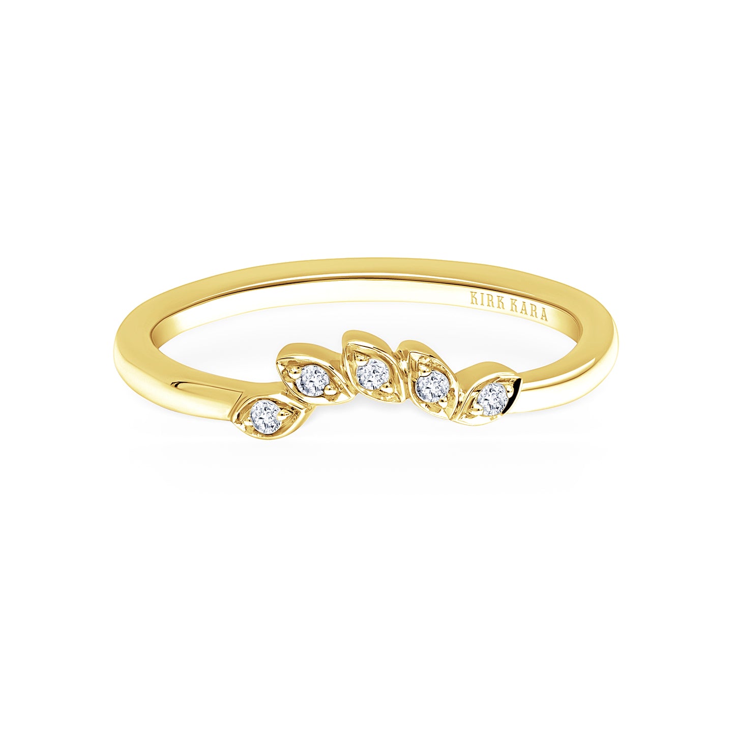 14K Yellow Gold Diamond Leaf Wedding Band