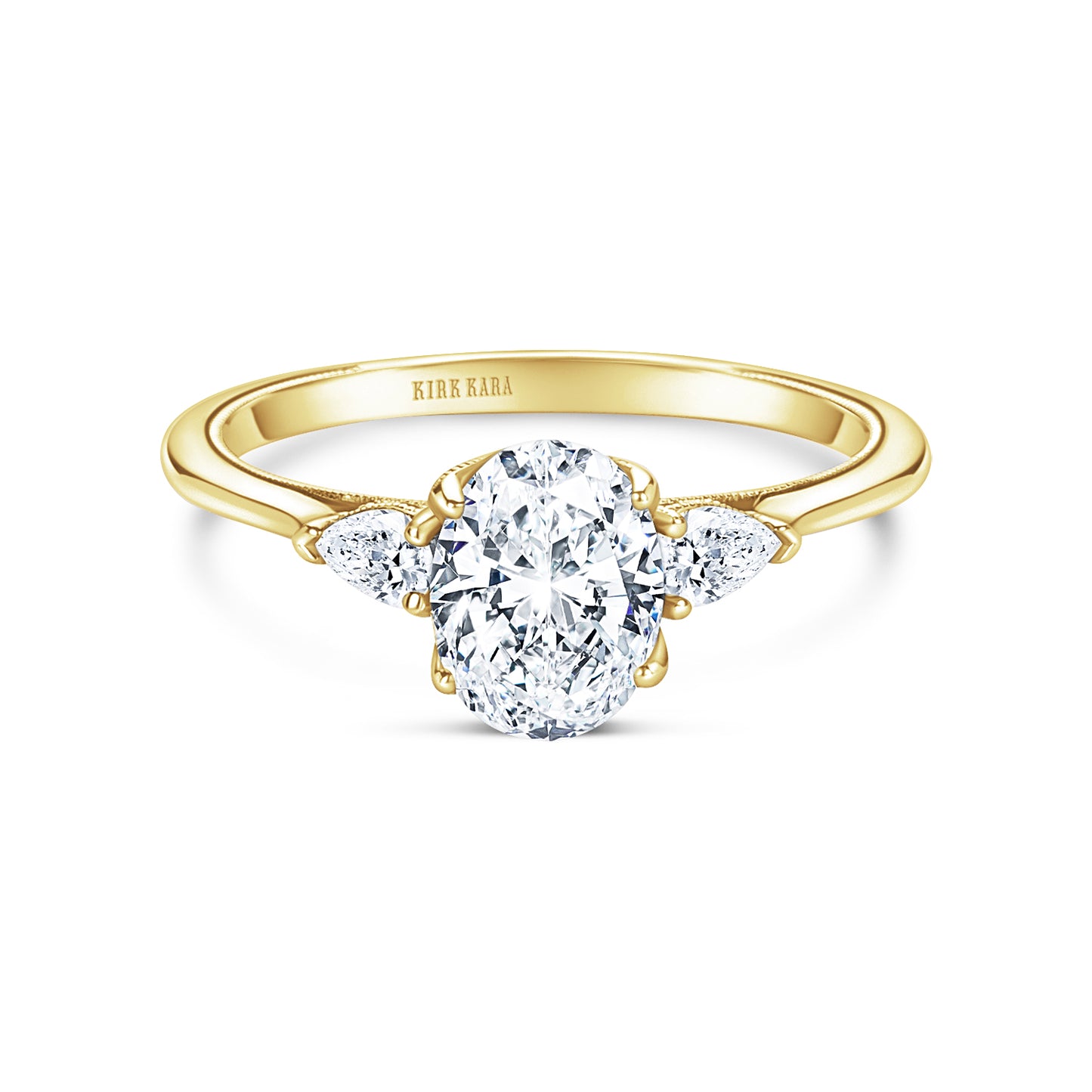 Three Stone Pear Side Stone Diamond Engagement Ring