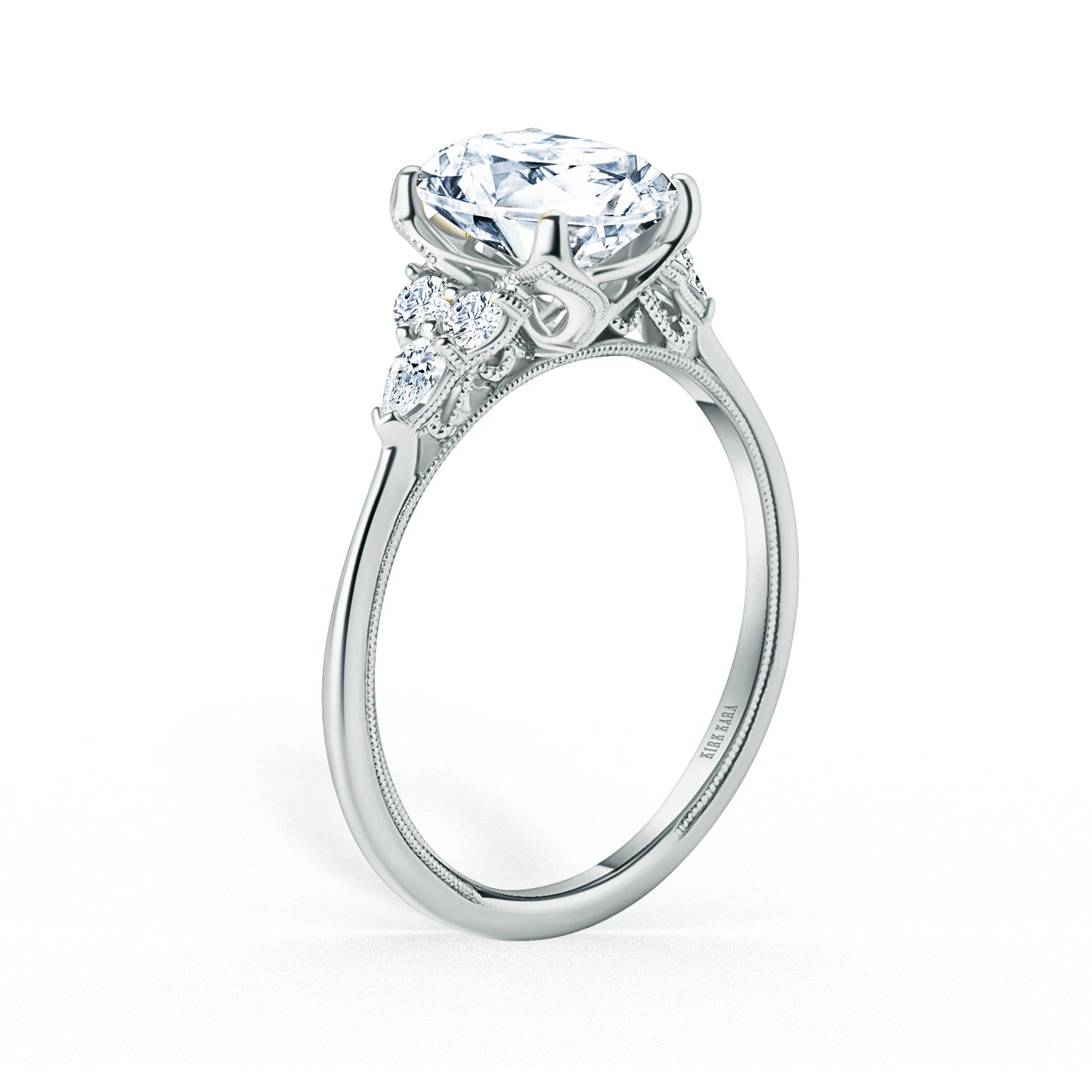 Classic Pear Round Side Stone Diamond Engagement Ring