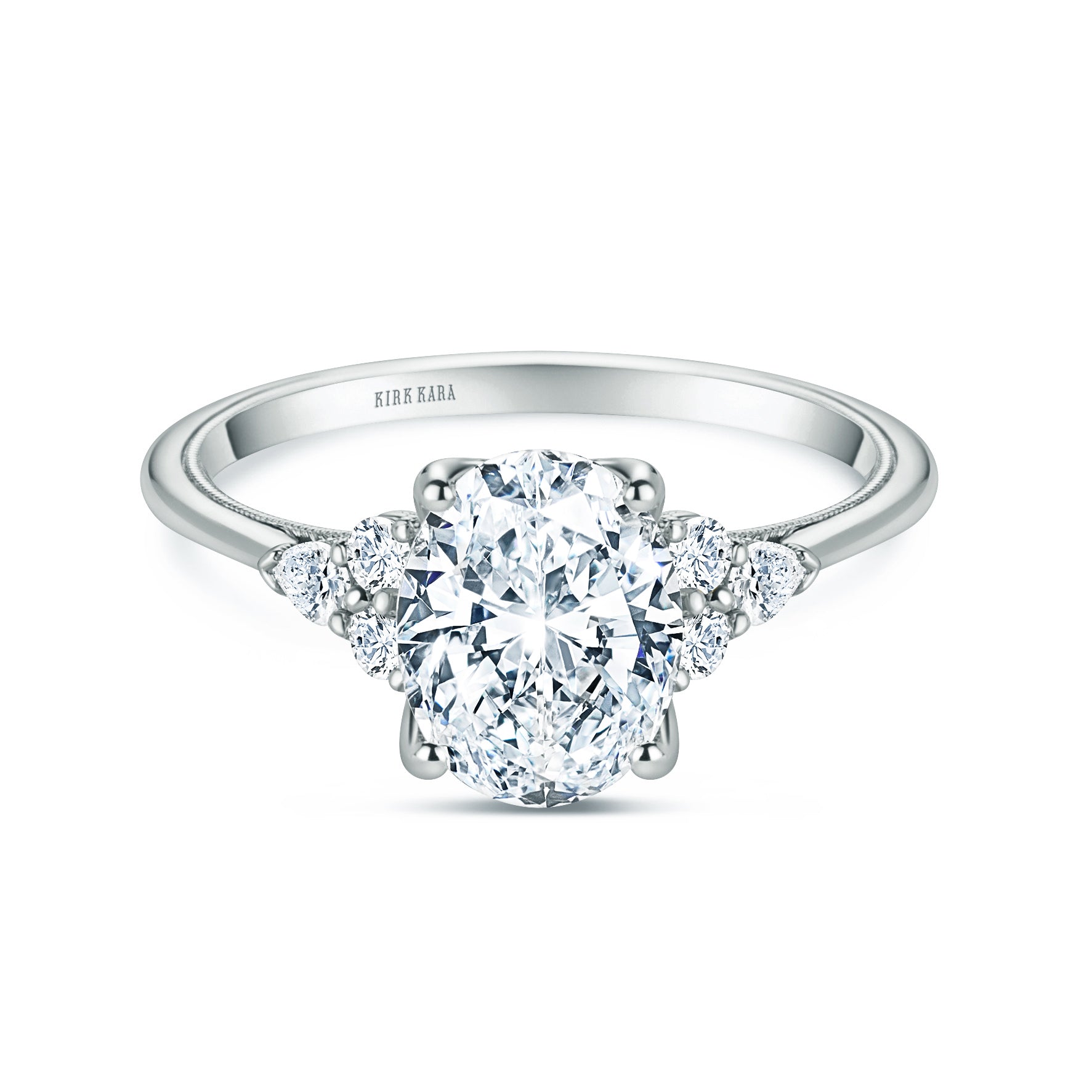 Classic Pear Round Side Stone Diamond Engagement Ring