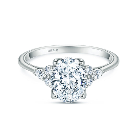 Classic Pear Round Side Stone Diamond Engagement Ring