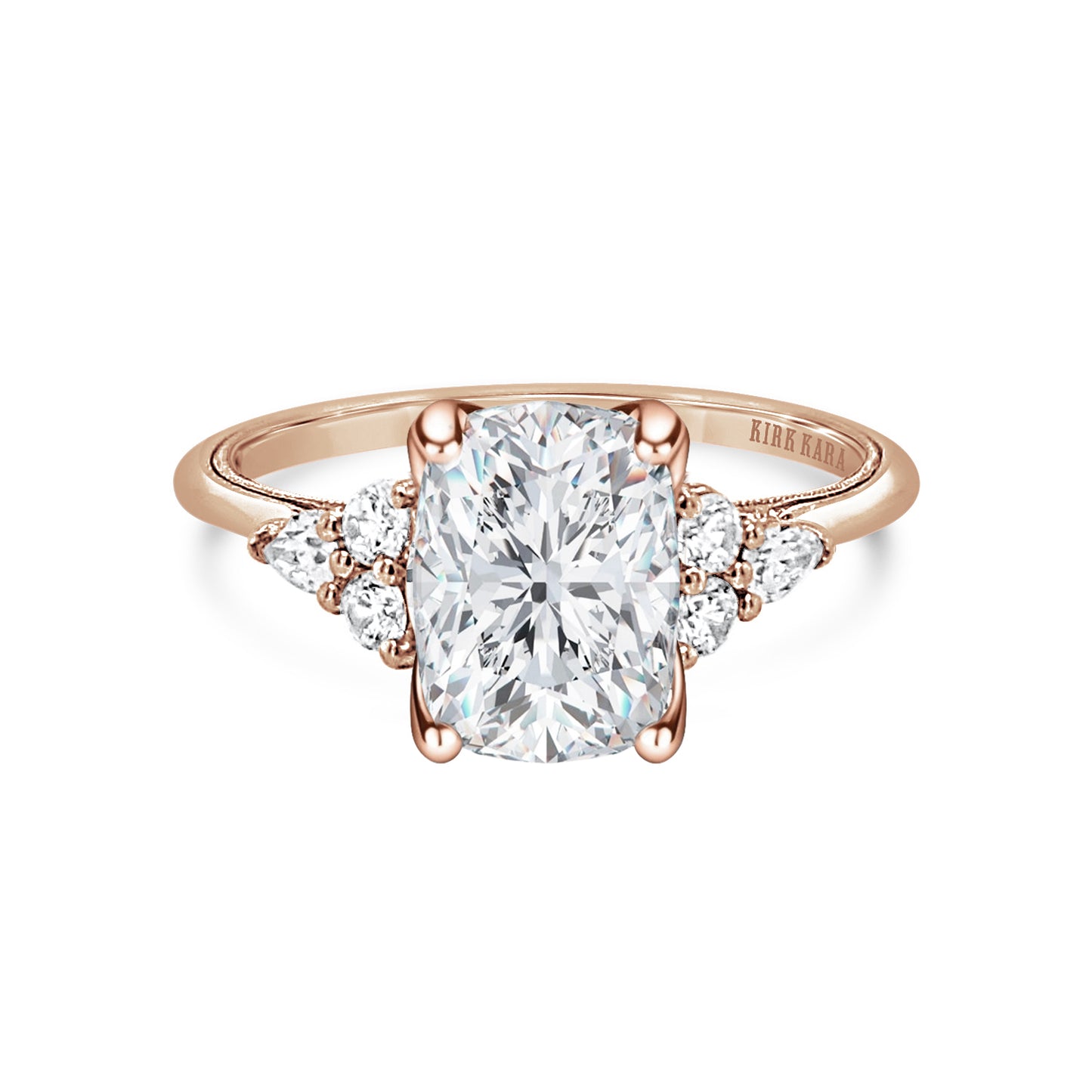 Pear & Round Diamond Side Stone Engagement Ring