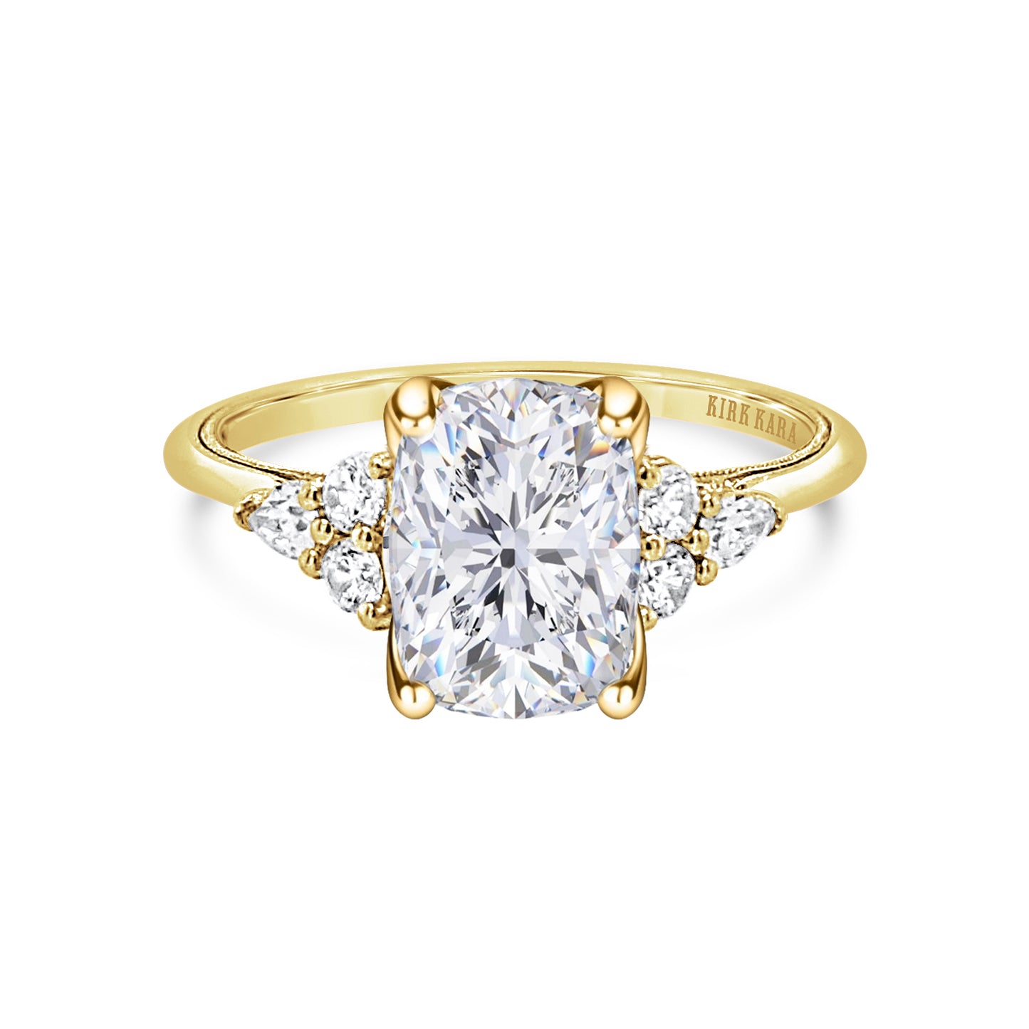 Pear & Round Diamond Side Stone Engagement Ring