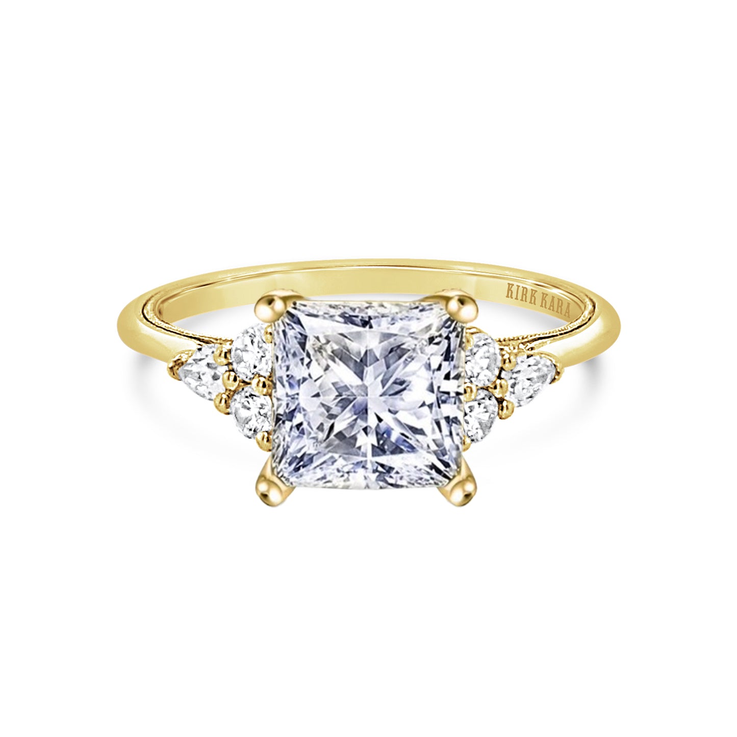 Pear & Round Diamond Side Stone Engagement Ring