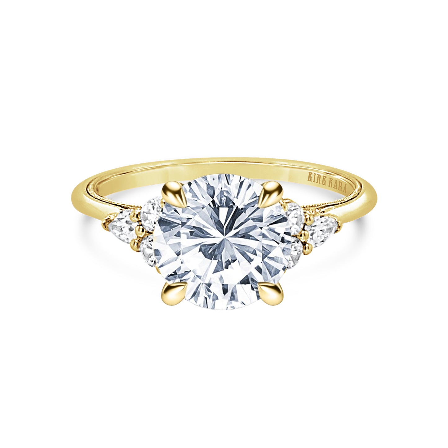 Pear & Round Diamond Side Stone Engagement Ring