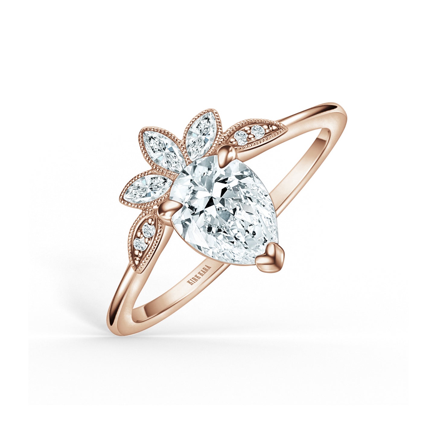 Floral Boho Floating Diamond Engagement Ring