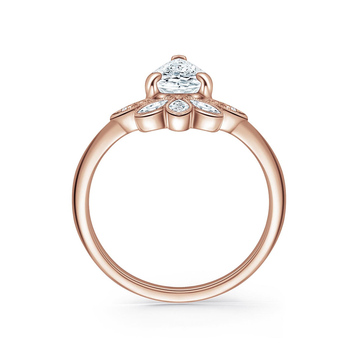 Floral Boho Floating Diamond Engagement Ring