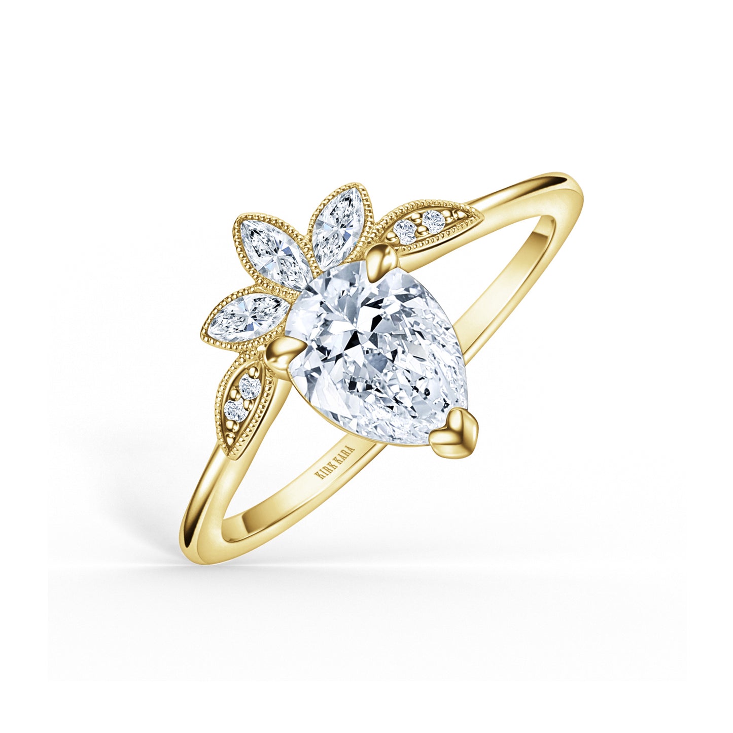 Floral Boho Floating Diamond Engagement Ring