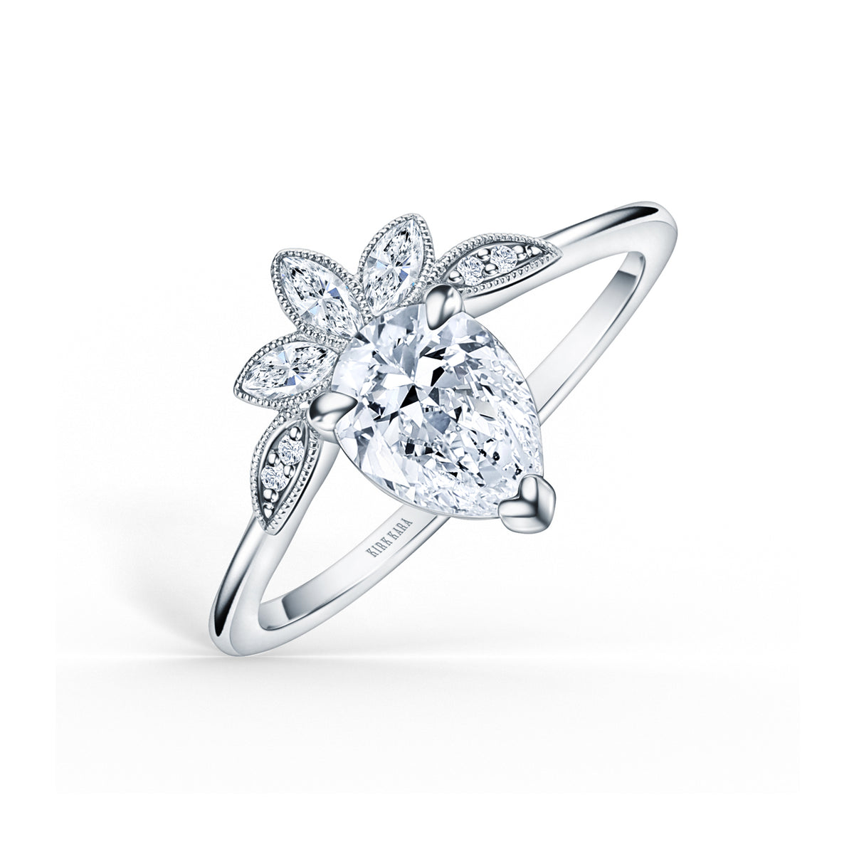 Floral Boho Floating Diamond Engagement Ring