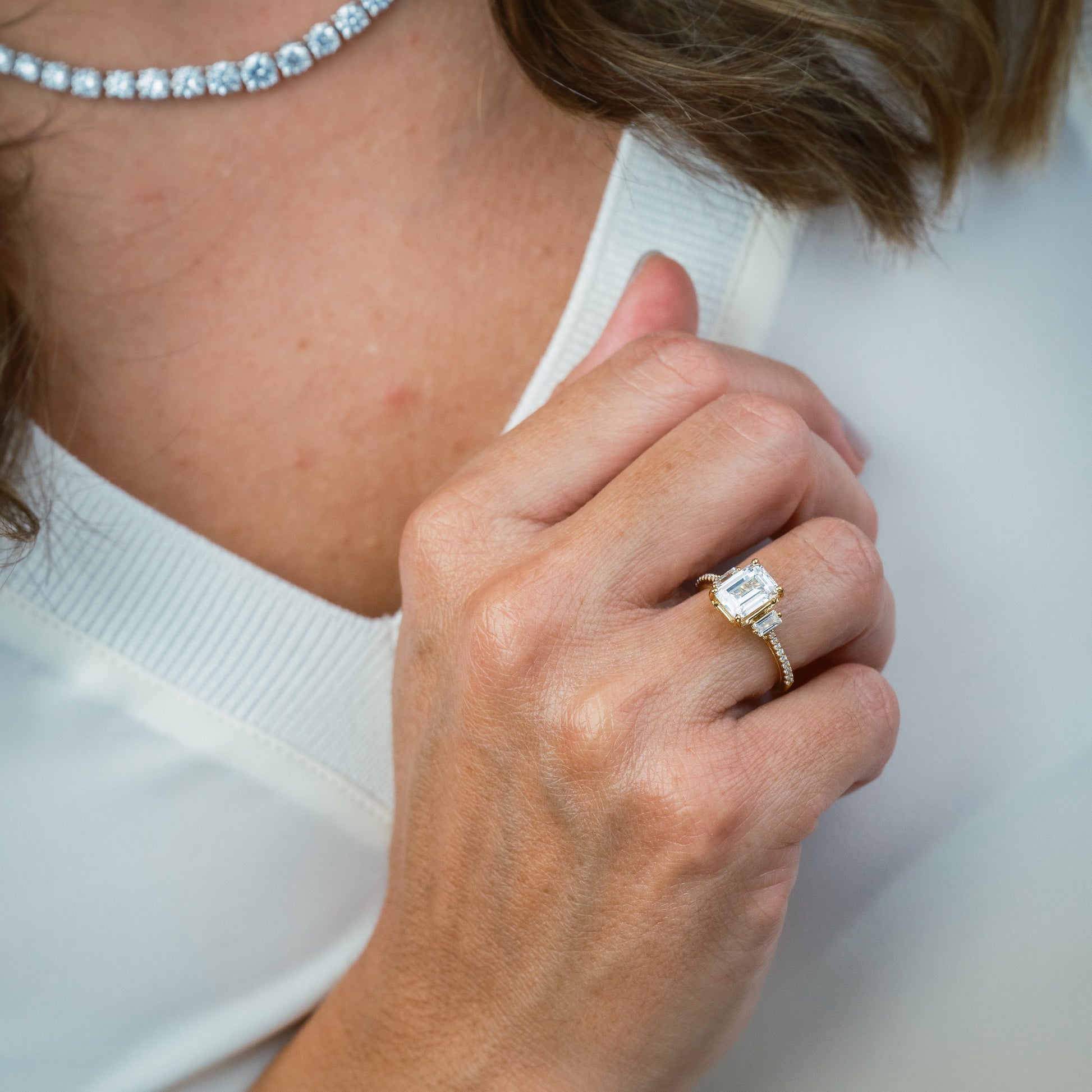 Three Stone Baguette Modern Diamond Engagement Ring – Kirk Kara