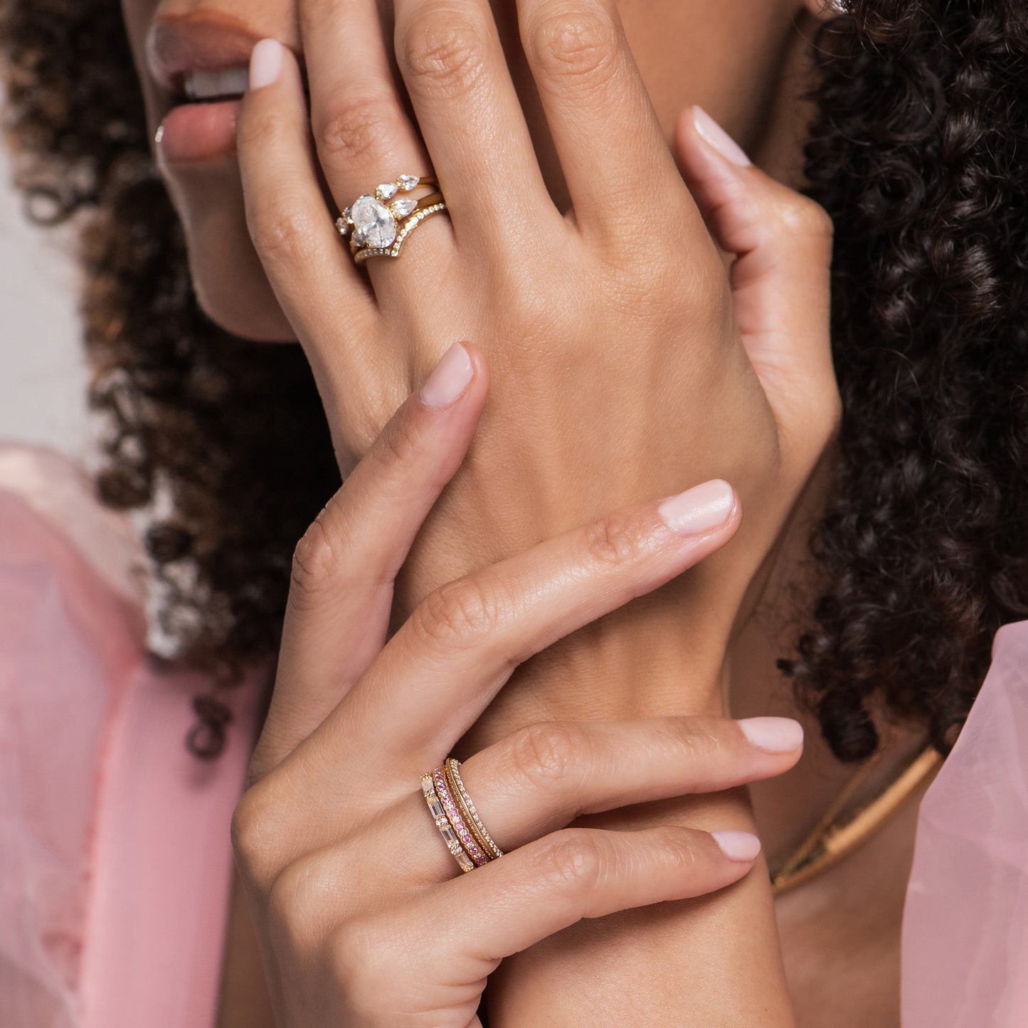 Wide Three-Stone Pear Side Stone Engagement Ring