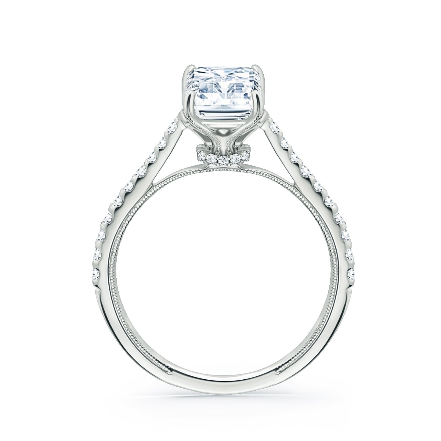Cathedral Hidden Halo Solitaire Diamond Engagement Ring
