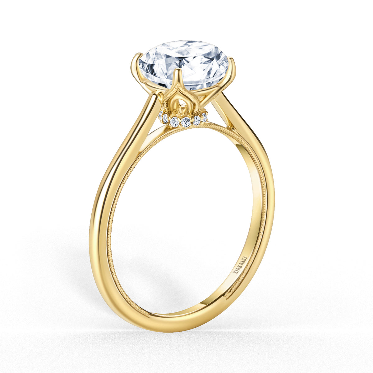 Cathedral Hidden Halo Solitaire Engagement Ring