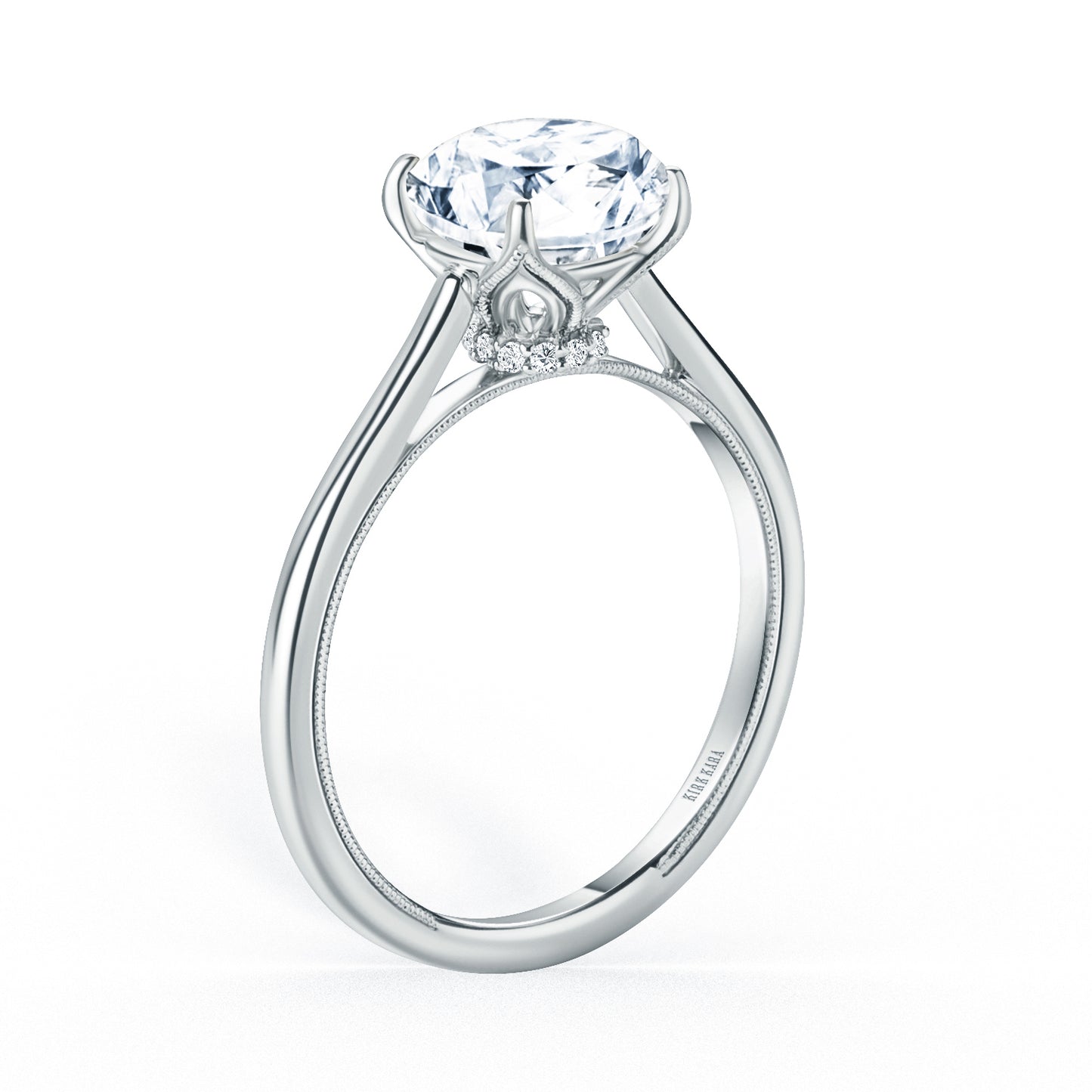 Cathedral Hidden Halo Solitaire Engagement Ring