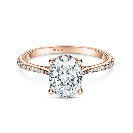 Rose Hidden Halo Classic Ring with 1ct Oval Certified Lab Diamond Center