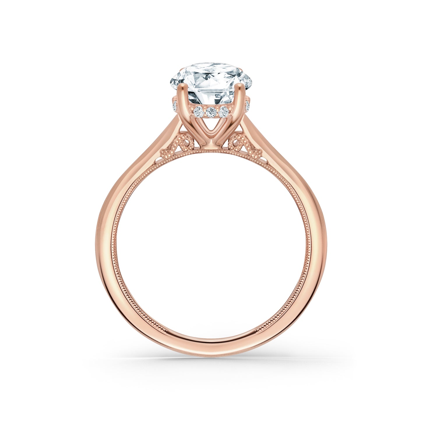 Milgrain Hidden Halo Solitaire Engagement Ring