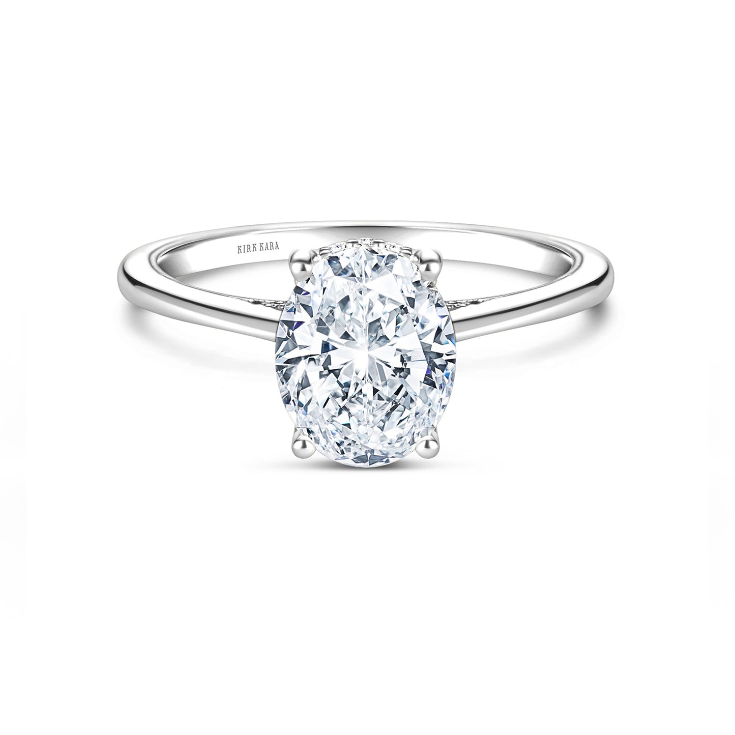 White Hidden Halo Classic Solitaire Ring with 1 1/2ct Oval Certified Lab Diamond Center
