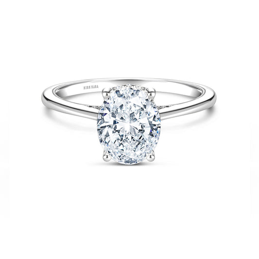 White Hidden Halo Classic Solitaire Ring with 1 1/2ct Oval Certified Lab Diamond Center