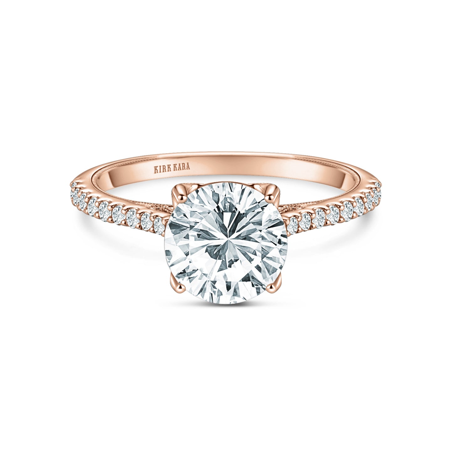 Cathedral Filigree Hidden Halo Solitaire Diamond Engagement Ring