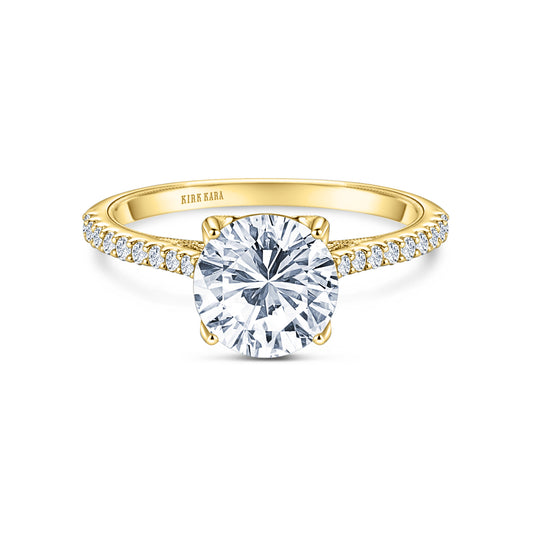 Cathedral Filigree Hidden Halo Diamond Engagement Ring
