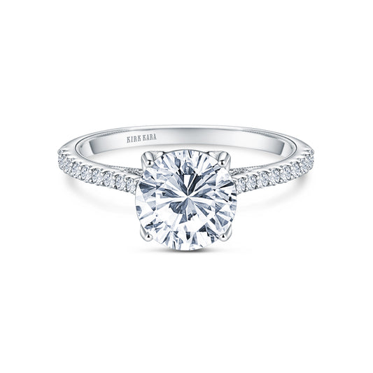 Cathedral Filigree Hidden Halo Solitaire Diamond Engagement Ring