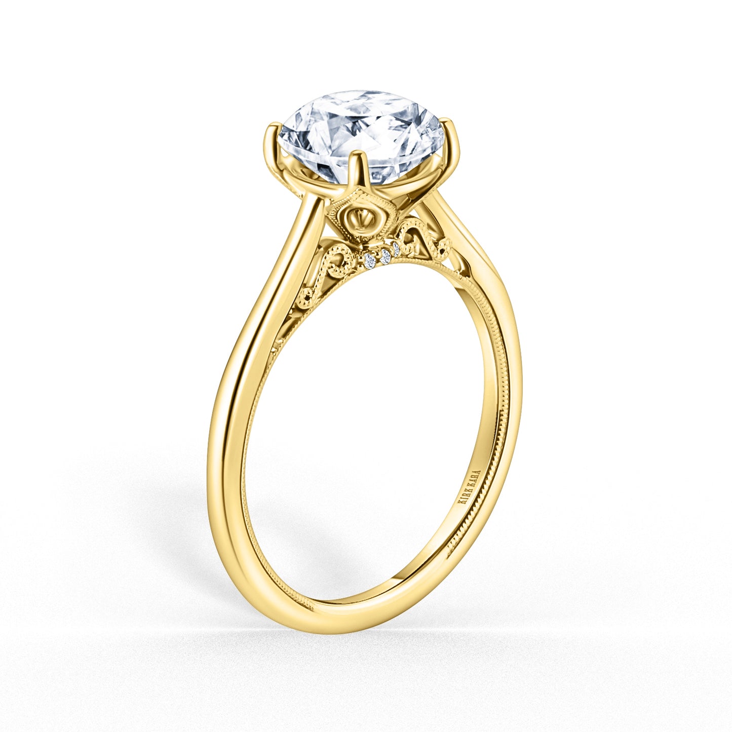 Cathedral Filigree Hidden Halo Solitaire Engagement Ring