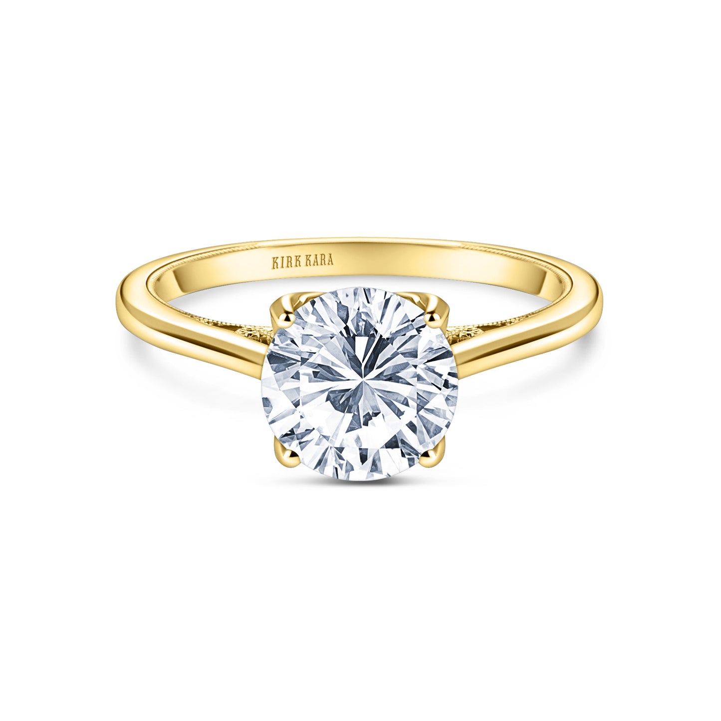 Yellow Hidden Halo Classic Solitaire Ring with 1 1/4ct Round Certified Lab Diamond Center