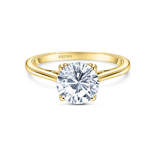 Yellow Hidden Halo Classic Solitaire Ring with 1 1/4ct Round Certified Lab Diamond Center