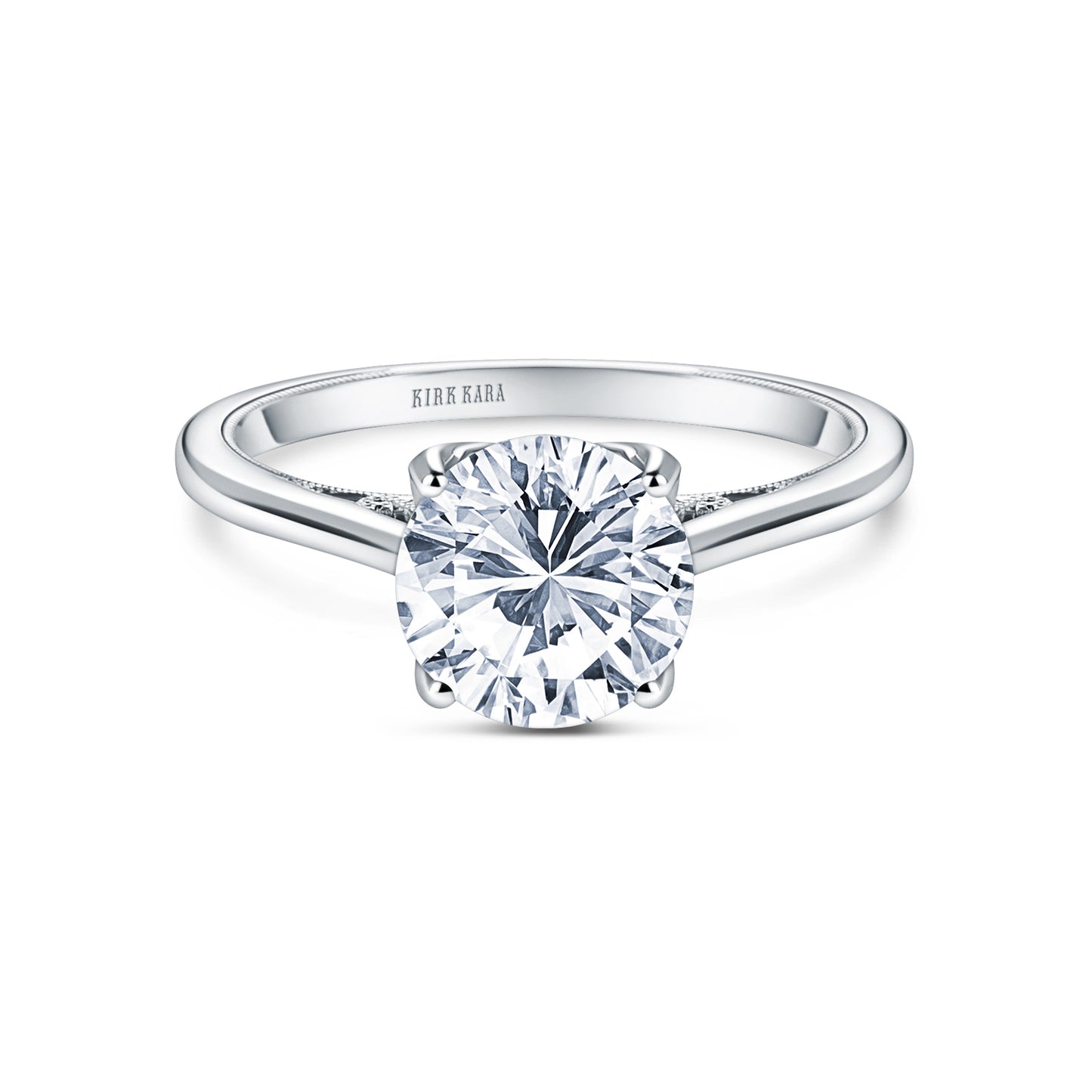 White Hidden Halo Classic Solitaire Ring with 1 1/2ct Round Certified Lab Diamond Center