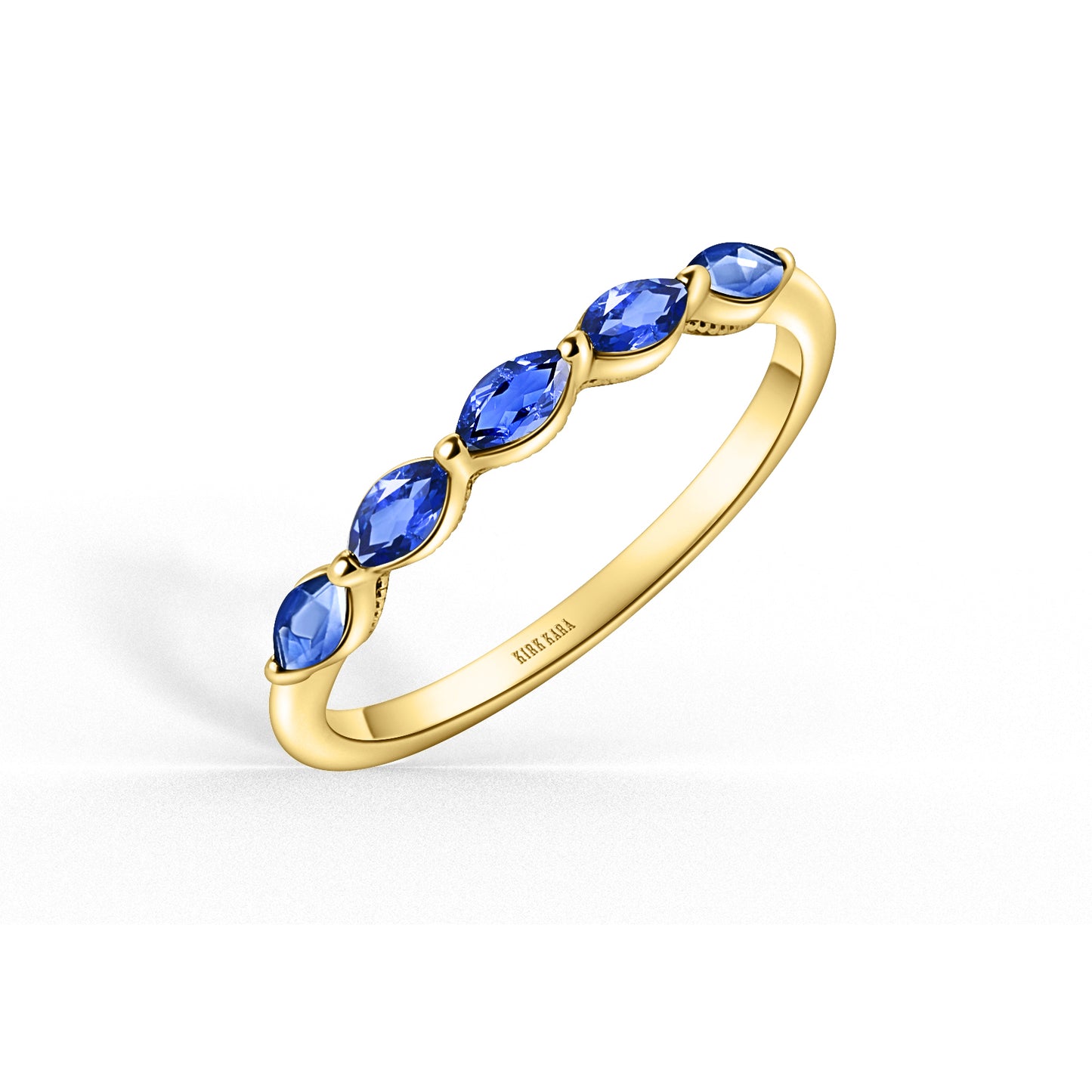 Prong Set Milgrain Marquise Blue Sapphire Wedding Band