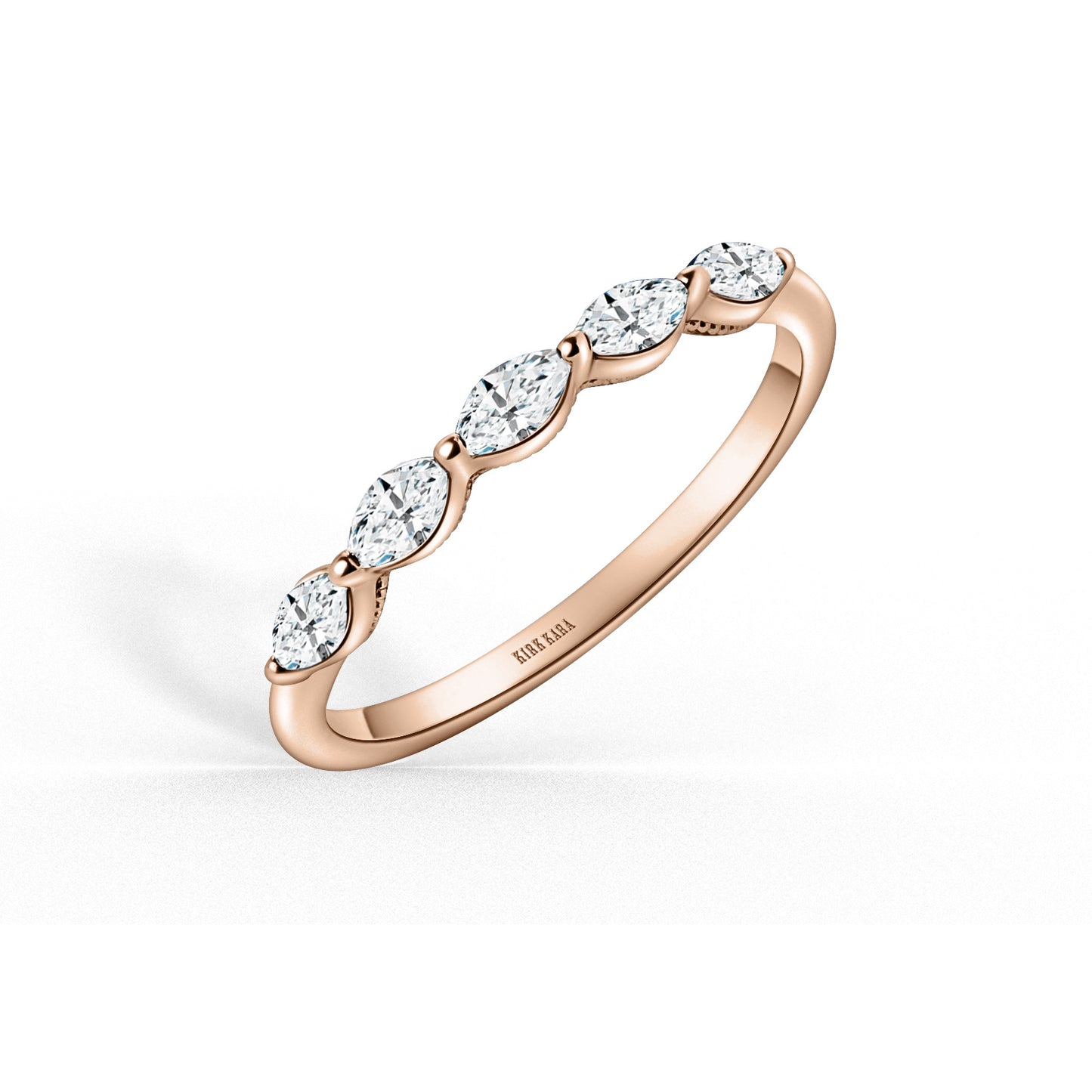 Prong Set Milgrain Marquise Diamond Wedding Band