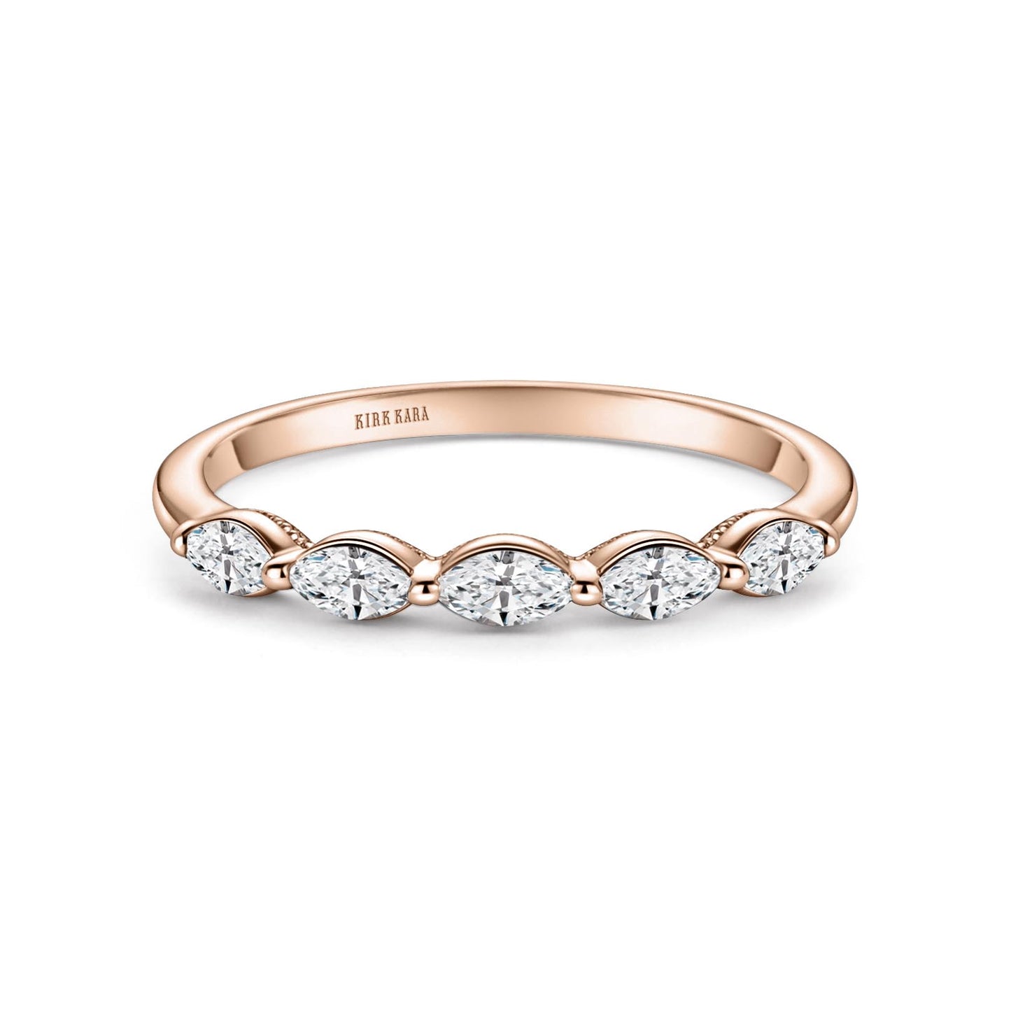 Prong Set Milgrain Marquise Diamond Wedding Band