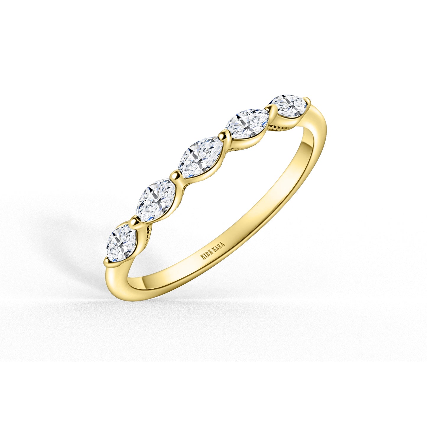 Prong Set Milgrain Marquise Diamond Wedding Band