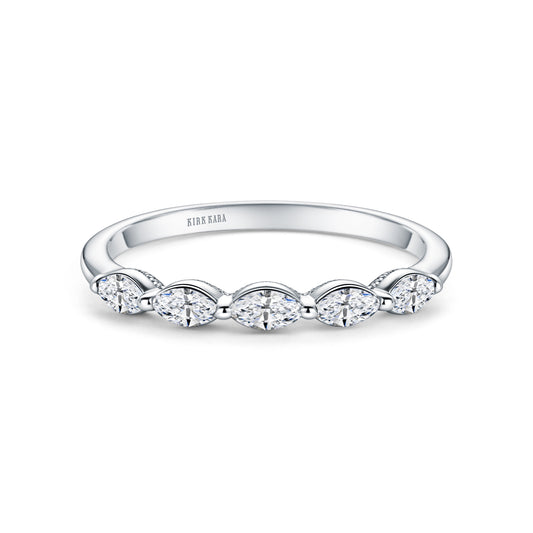 Prong Set Milgrain Marquise Diamond Wedding Band