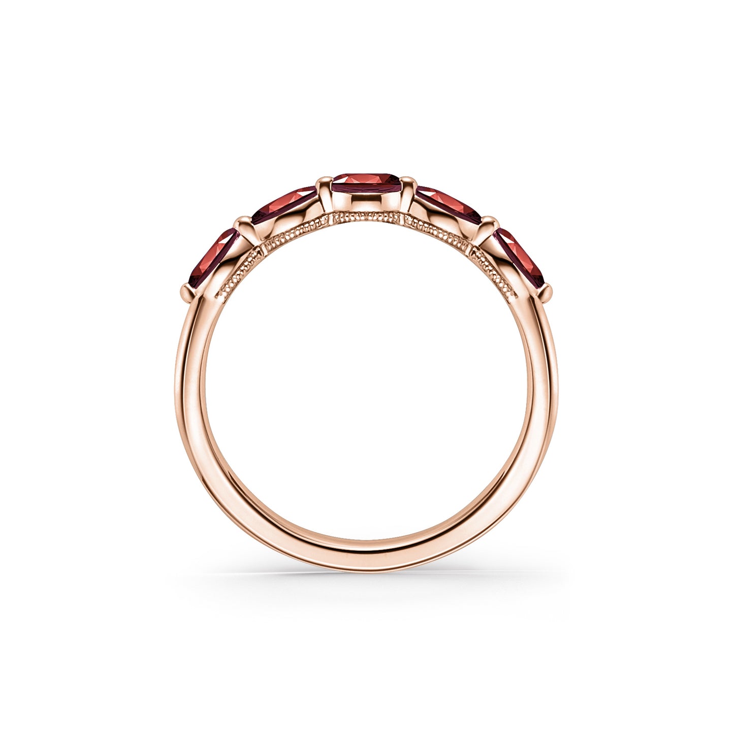 Prong Set Milgrain Marquise Ruby Wedding Band